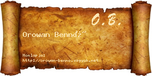 Orowan Bennó névjegykártya